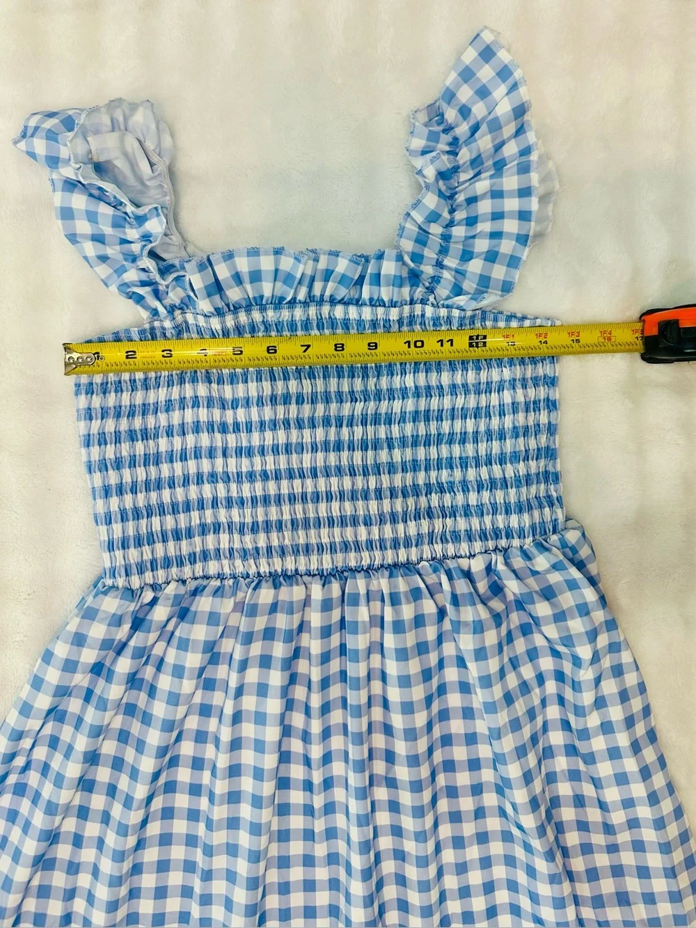 Blue Gingham Ruffle Strap Dress - Picture 4 of 6